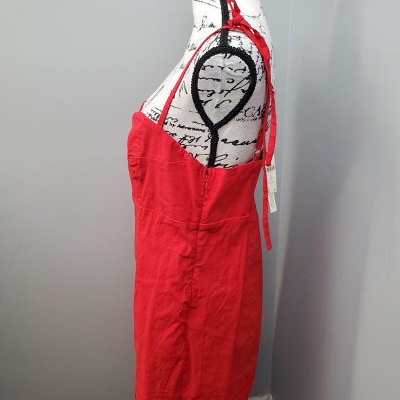 Anthropologie Slip Dress Womens Petites L Red Side Zip Adjustable Narrow Straps - Picture 5 of 11